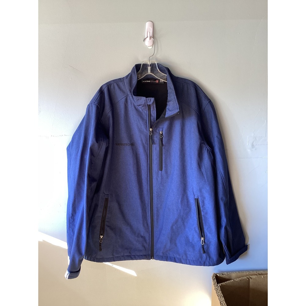 SwissTech Mens Softshell Jacket Navy Blue Fleece Lined Full Zip Size XL 46-48